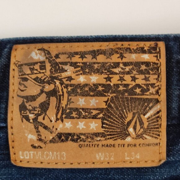 Volcom Kinkade jeans men's size 32 rinsed indigo classic straight fit stretch - Picture 5 of 16